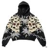 Autumn and Winter Men and Women's Skull Horror Element Pattern 3D Printed Hoodie Black Casual Pullover Suitable for Daily Wear