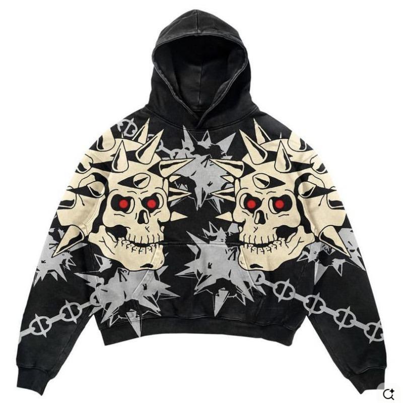 Autumn and Winter Men and Women's Skull Horror Element Pattern 3D Printed Hoodie Black Casual Pullover Suitable for Daily Wear