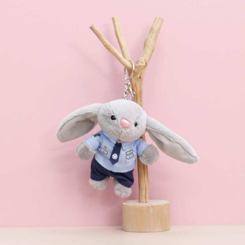 Police Traffic Fire Protection Rabbit Bear Panda Plush Keychain Animal Gift Toy