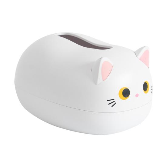 Tissue Dispenser Cute Cat Shaped Paper Holder Large Capacity Wide-Mouth Design Multi-Functional Storage Box