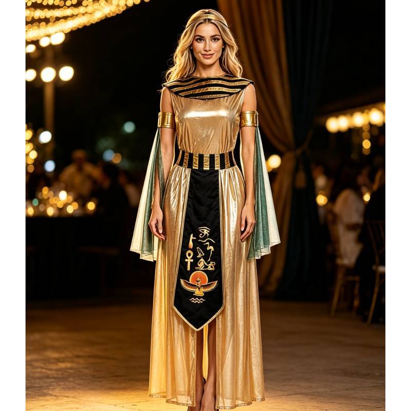 Halloween Costume Pharaoh Cleopatra Adult Teen Stage Dress With Polyester Material