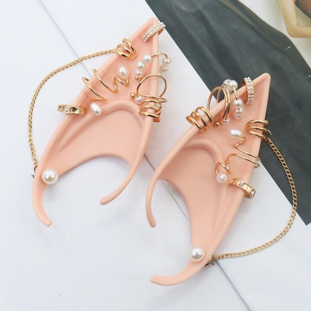 Pearl Zinc Zinc Alloy Halloween False Ears Forest Butterfly Latex Ear Cuff Jewelry  Dress Up