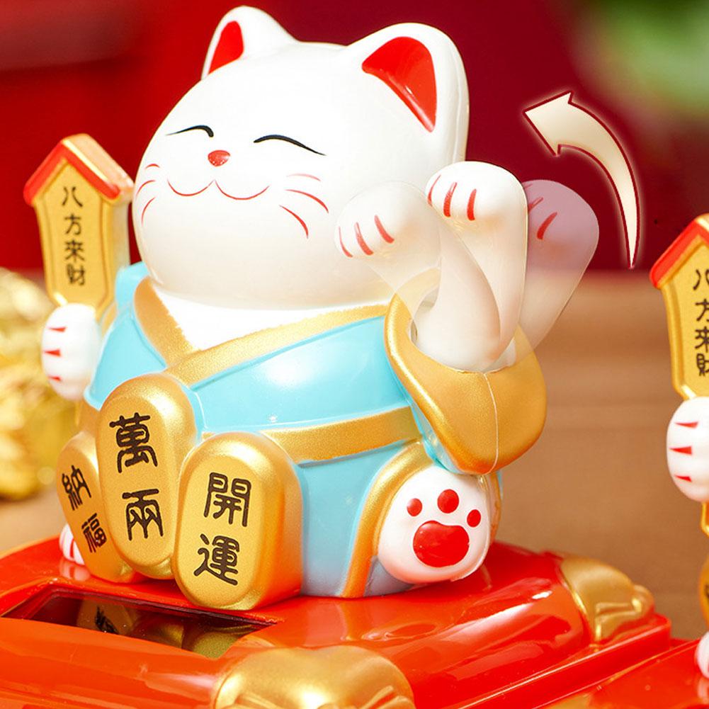 Zhaocai Cat Decoration With Solar Energy Automatic Shaker Creative Cake Decoration Gifts Lucky Cat Statue