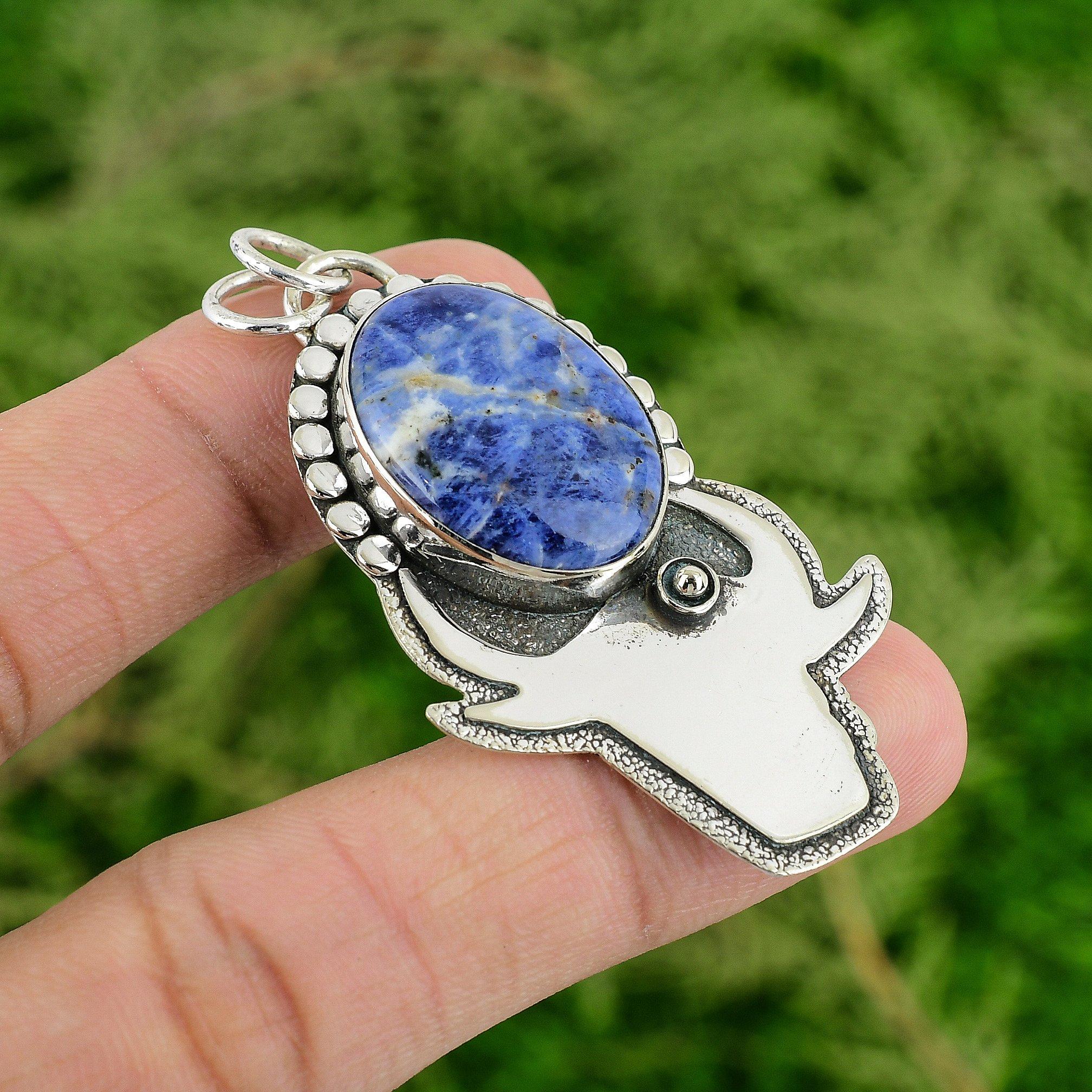 

Сделка на День Святого Патрика 925 Серебро Натуральный Содалит Дочь Свадебная Подвеска Ювелирные Изделия