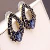 Style Fashion Blue Rhinestone Dangle Ear Stud Earrings Jewelry Water Droplets Australian Crystal
