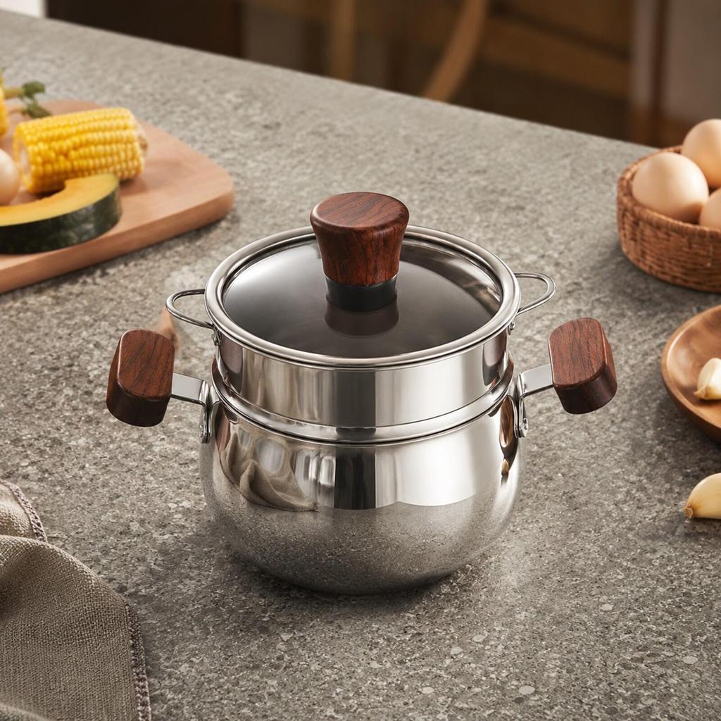 1200 Ml Saucepan Uncoated Interior with Tempered-Glass Lid Versatile