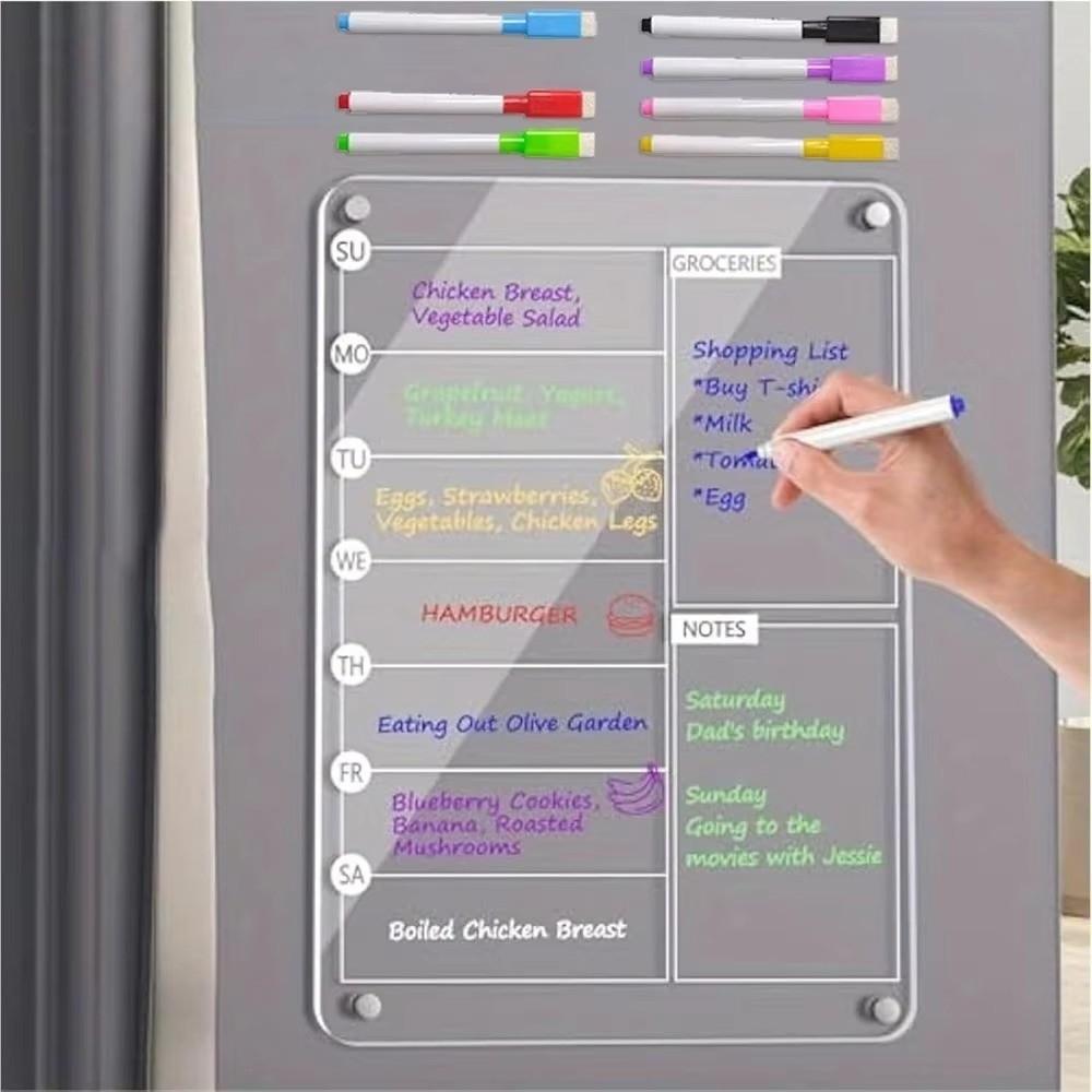 Reusable Magnetic Acrylic Weekly Planner Multifunctional Planning Note Board  Office/Home Use