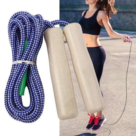 Jumping Rope Wood Handle Adjustable Strong Flax Weaving Long Rope Fat Burning Professional Adult And Children Fitness Exercise