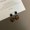 Premium leopard print resin ball stud earrings, female S silver needle front and rear design, a two-wear ball earrings, earrings.
