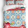 Sommerfrucht Roter Granatapfel Grünes Blatt Bettbezug mit Kissenbezug Kundenspezifisches 3-teiliges Bettwäscheset Steppdeckenbezug Doppelbett Heimtextil