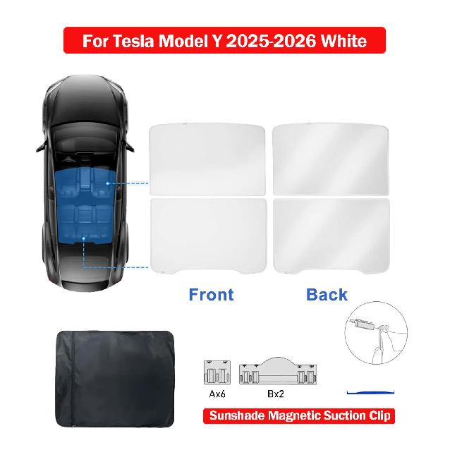 Pare-soleil pour Tesla Model Y 2026 Modèle Juniper Model 3 Highland Ventouse Magnétique Pare-soleil Toit Ouvrant Garder au Frais Isolation Thermique