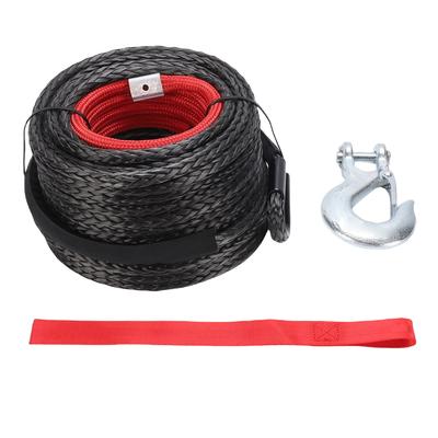 Synthetic Winch Rope 3 8in Line Cable with Protective Sleeve Forged Winch Hook for Large Off Road Vehicle Truck 8mm Dia