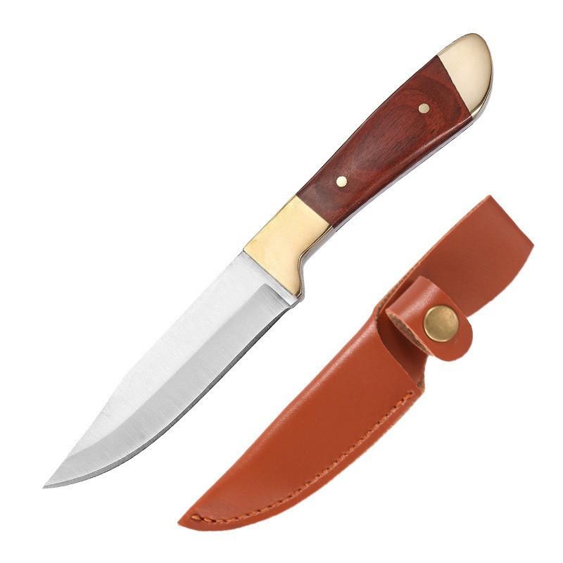 Knife Hand handle Meat knife Household fruit knife Stainless steel paring knife with leather case Outdoor portable meat knife