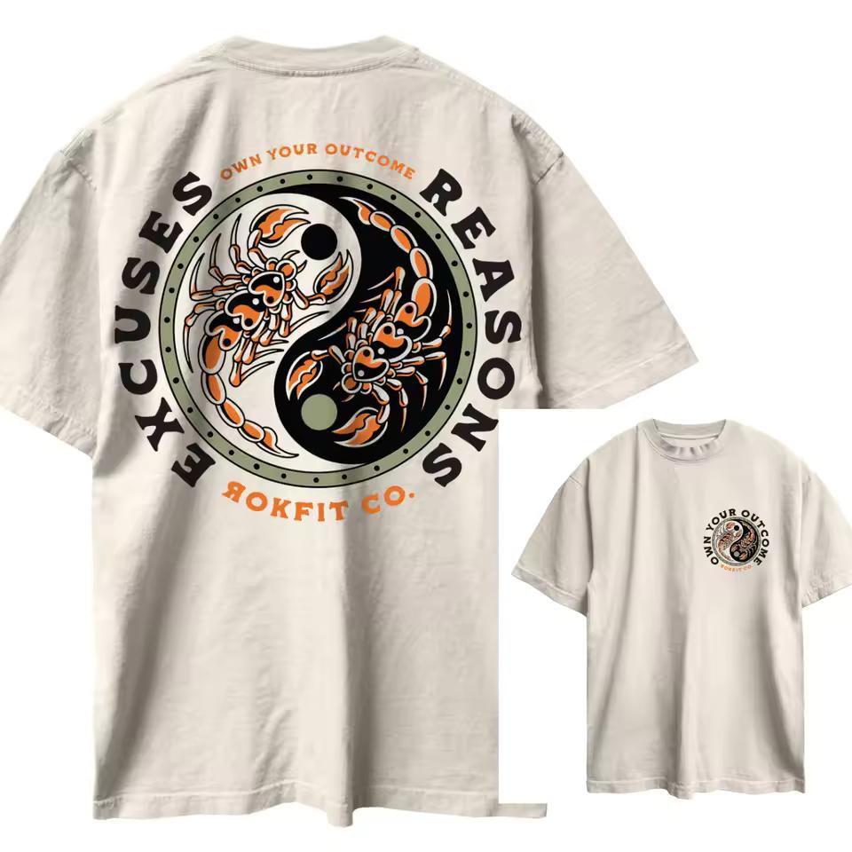 'Excuses or Reasons' - Oversized Street Tee By RokFit Graphic Cotton T-shirt Unisex Style
