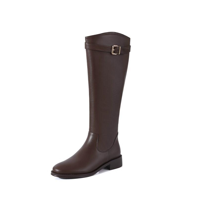 2024 Low-Heel Women's Knee-High Rider Boots with Round-Toe
