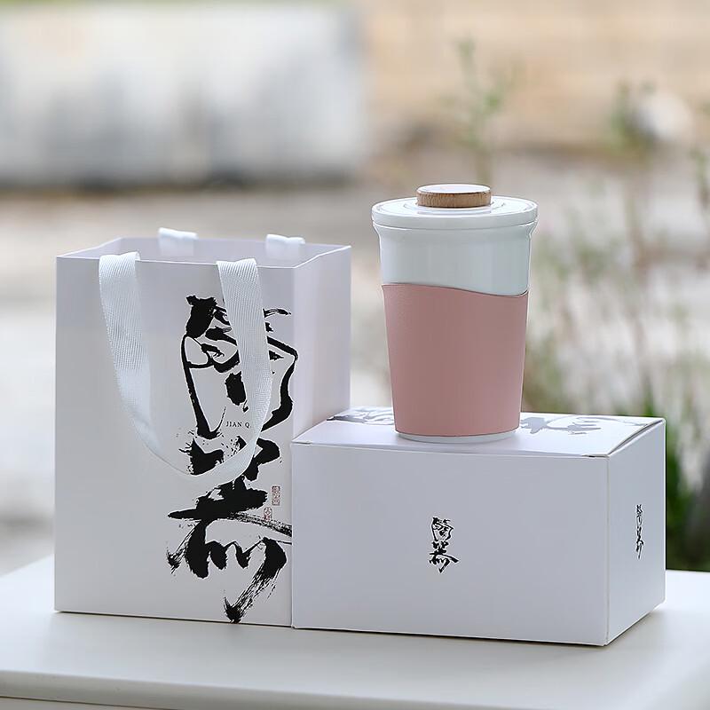 OLOEY Bamboo-Inspired Ceramic Tea Infuser Cup