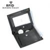 ארנק עור RFID לגברים עם כיס מטבעות משולש ארנקים עם חריצי כרטיסים מרובים מחזיק תעודת זהות אשראי מחזיקי כרטיס בנק ארנק