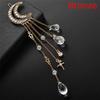 Retro mujeres diamantes de imitación incrustaciones Luna borla Clip horquilla colgante joyería para el cabello regalo