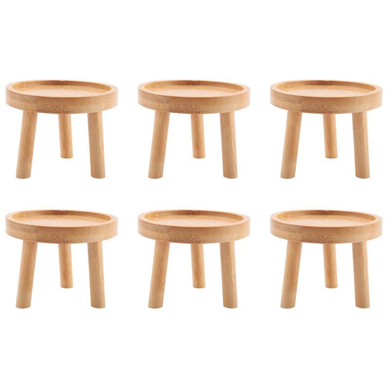

ABWR-6X Wooden Plant Stand Flower Pot Base Holder Stool High Stool Balcony Succulent Round Flower Shelf For Indoor Outdoor