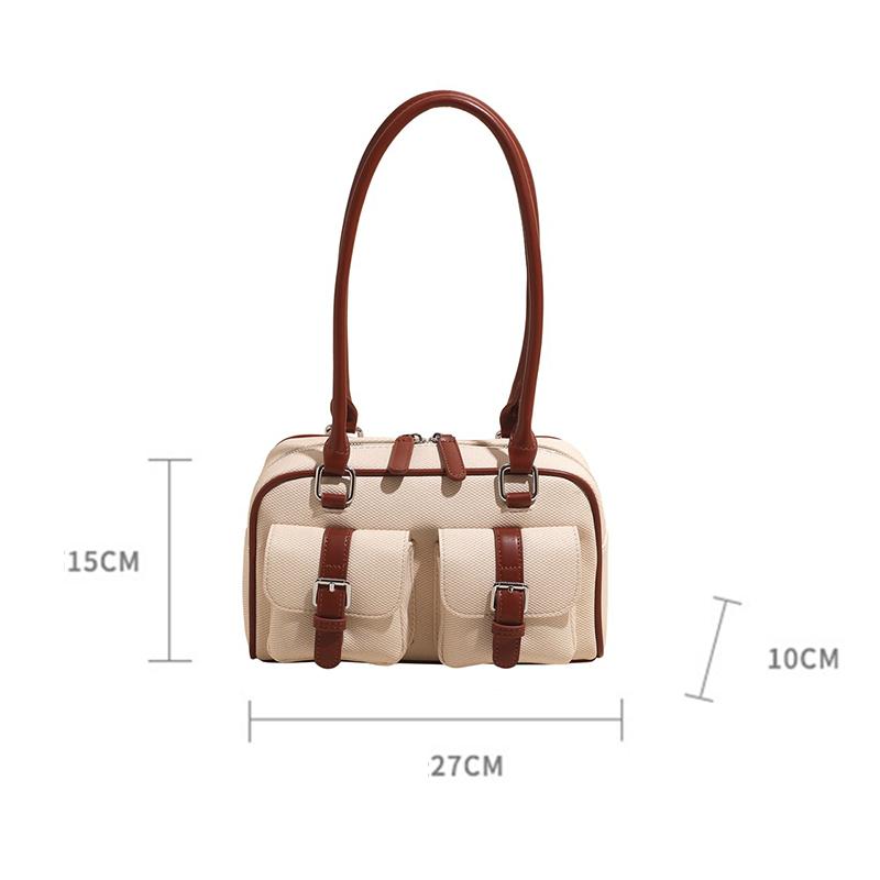 Retro Pillow Bag Merging Bowling Shape Stylish Handheld Shoulder Bag for Work & Commuting Women Underarm Bags