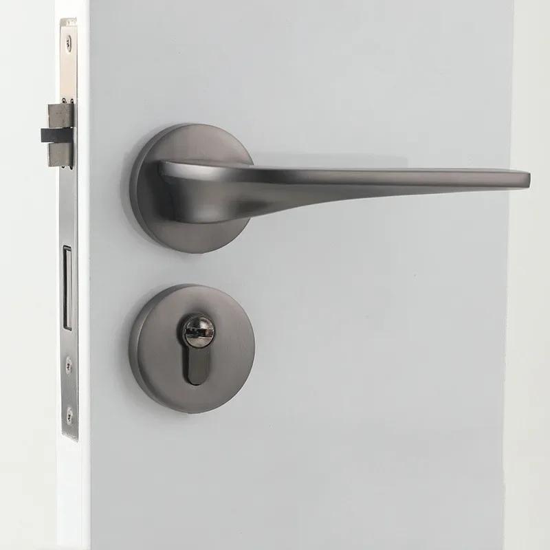 Modern Bedroom Door Indoor Mute Security Door Gold Split Mortise Lock Household Wood Door Hardware with Key