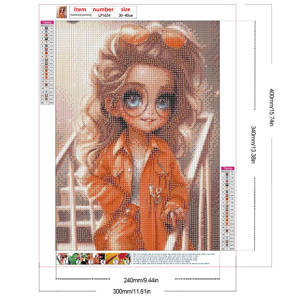 30*40CM 5D DIY Vollrunde Bohrer Strass Süßes Mädchen Kit Kunsthandwerk Mosaik Malerei Stickerei Handgefertigt Heimdekoration Geschenk