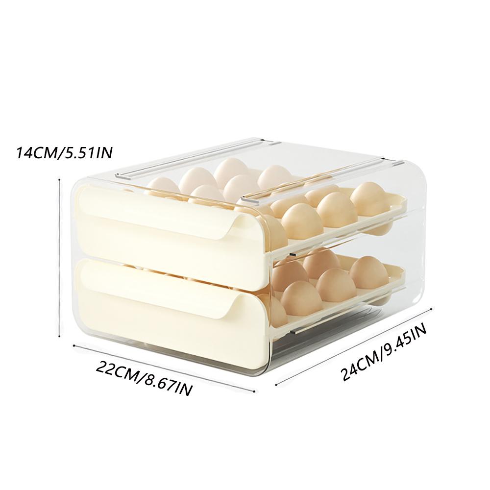 32 Eggs Holder for Refrigerator, Egg Storage Container Organizer Bins with Handles, Stackable Clear Plastic Egg Holder(2 Layer)