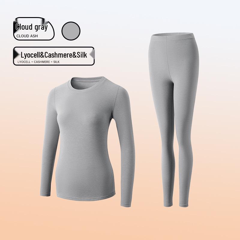 Women's Customized Autumn/Winter Cashmere Silk Antibacterial Heated Lyocell Warm Underwear Set