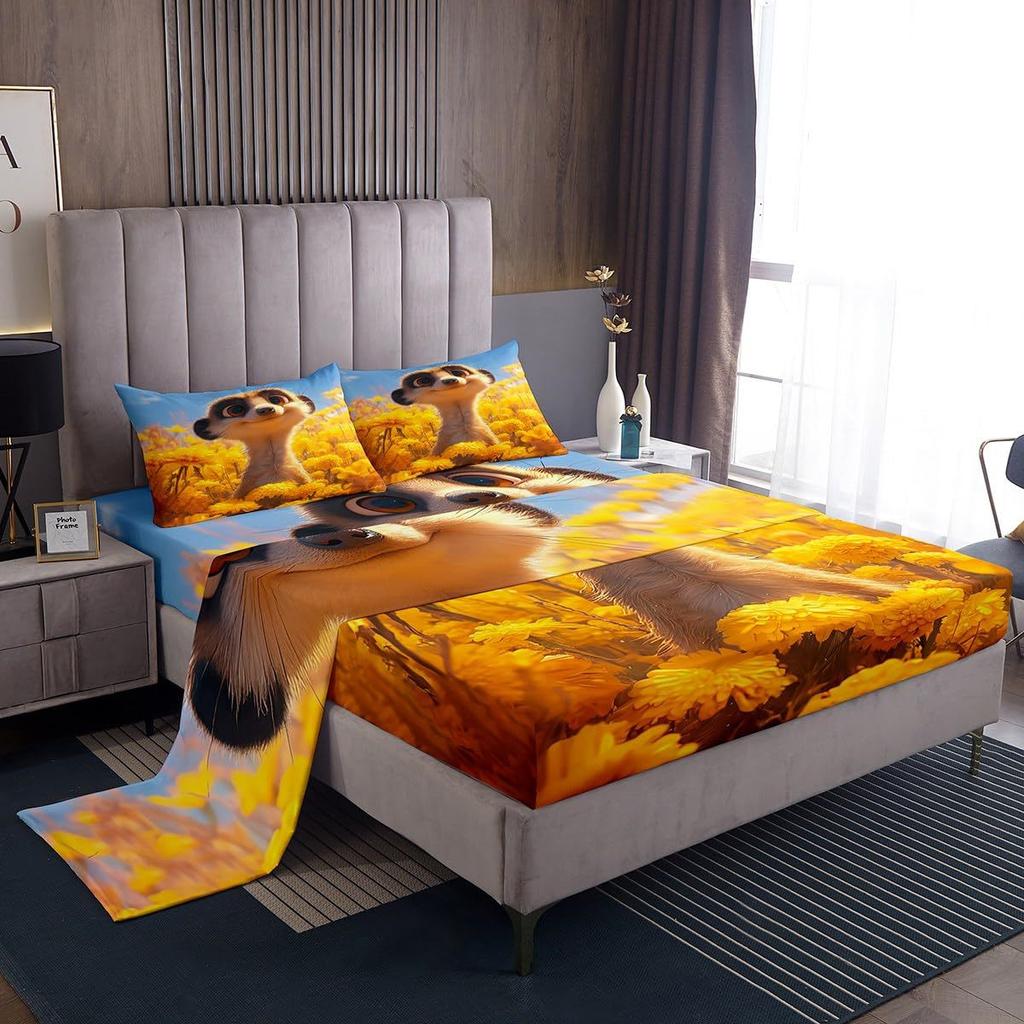 Halloween Ghost Bat Cartoon Pattern Sheet Four-Piece Bedroom Room Dormitory Bedding Decoration