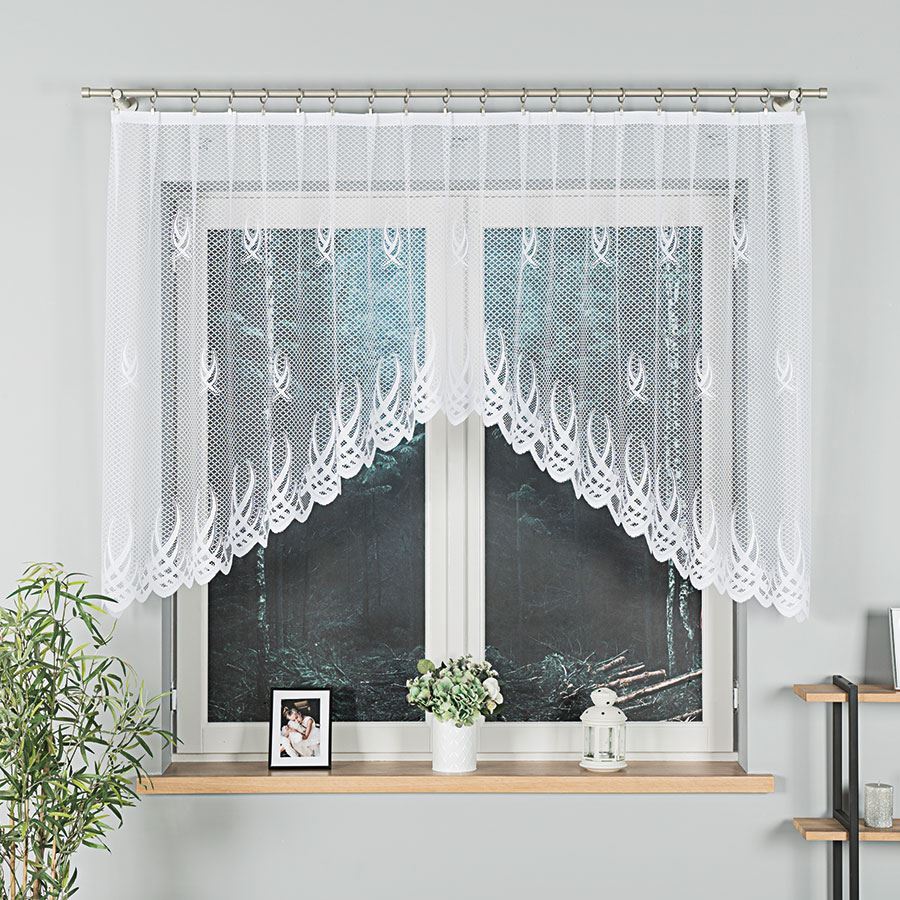 Gosia - Ready-Made Jacquard Curtain With A Cut At The Bottom - 300X120 Cm - White