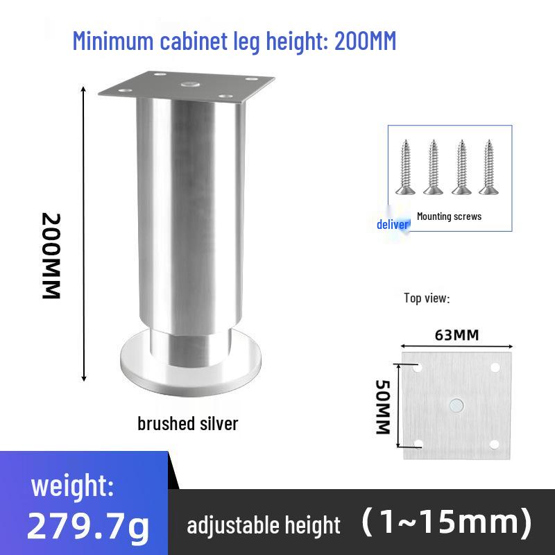 Adjustable Stainless Steel Furniture Legs – Modern Minimalist Support for Cabinets, Tables, Sofas, and Beds