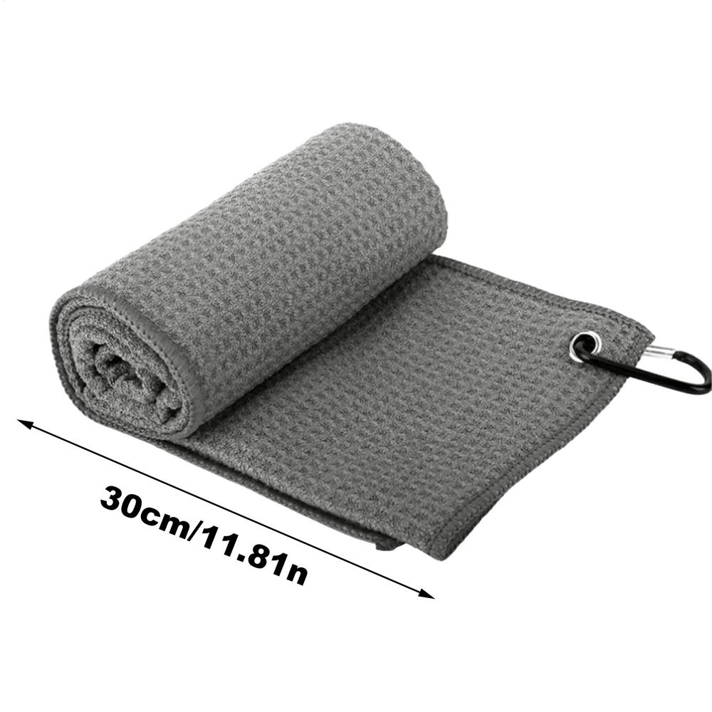 30x30cm Golf Towel Wipe Club Bag Cleaning Cloth Waffle Pattern Golf Rag with Clip Absorbent Quick Drying Outdoor Sports Towel