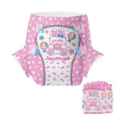 CutiePlusU Adult Diaper Set (2-Pack), Unisex Incontinence Pants with Labels, Highly Absorbent Dry Surface - Sissy Baby (M, 71-96cm)