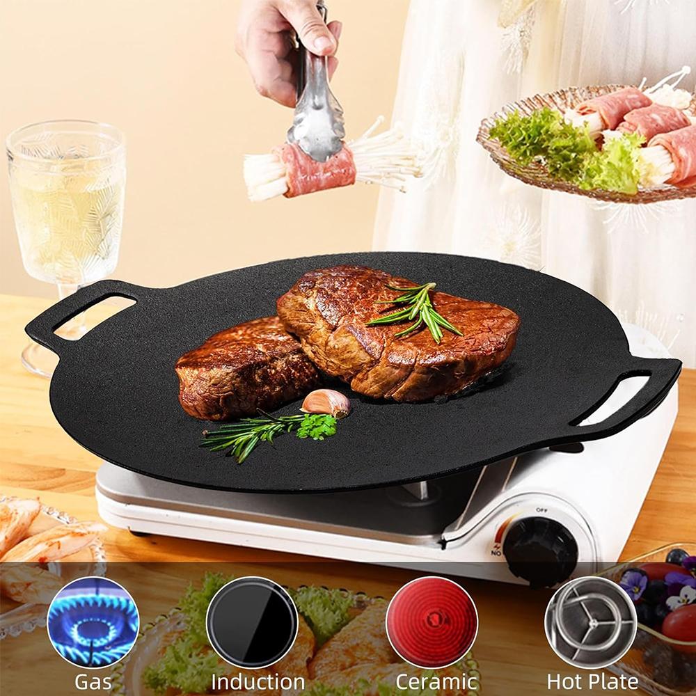 Korean Grill Pan with Nonstick 7-Layer Coating,11.8" /13.38" Aluminum BBQ Griddle for Induction, Gas Stove, Indoor and Outdoor