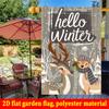 2D Flat, 2D Flat,1pc Hello, Winter Christmas Deer Print-double Sided Garden Flag, Outdoor Decoration, Lawn, Flag Only, Garden Flag, 2D Flat
