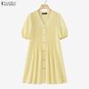 ZANZEA Women Casual V-Neck Loose Summer Half Sleeve Dress
