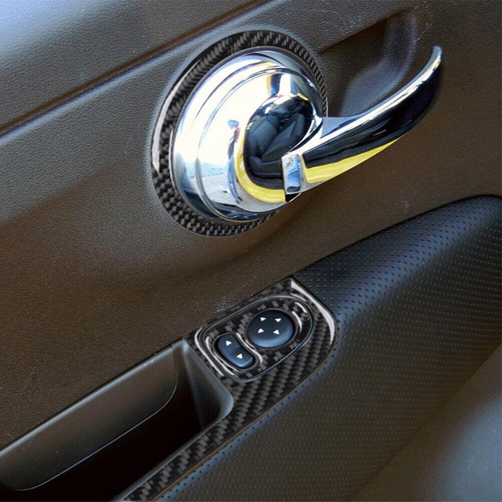 5Pcs For Fiat 500 2012-2015 Carbon Fiber Interior Door Control Kit Cover Trim