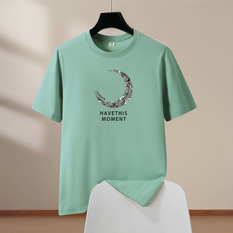 Moon Oversized Mens Cotton Short Sleeve T-Shirt Man Round Neck Casual Tee