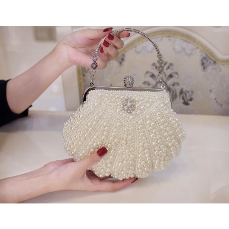 Borsa con perle di conchiglia da celebrità borsa da sposa borsa da sera borsa a tracolla obliqua borsa da banchetto pochette borsa da sera