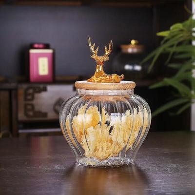 Chaxun Transparent Glass Storage Jar with Deer Lid