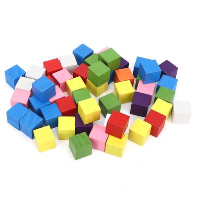 2 Sets Colored Block Set Pine Wood Children Geometry Enlightenment Early Education Toy50Pcs Colored Block 15mm