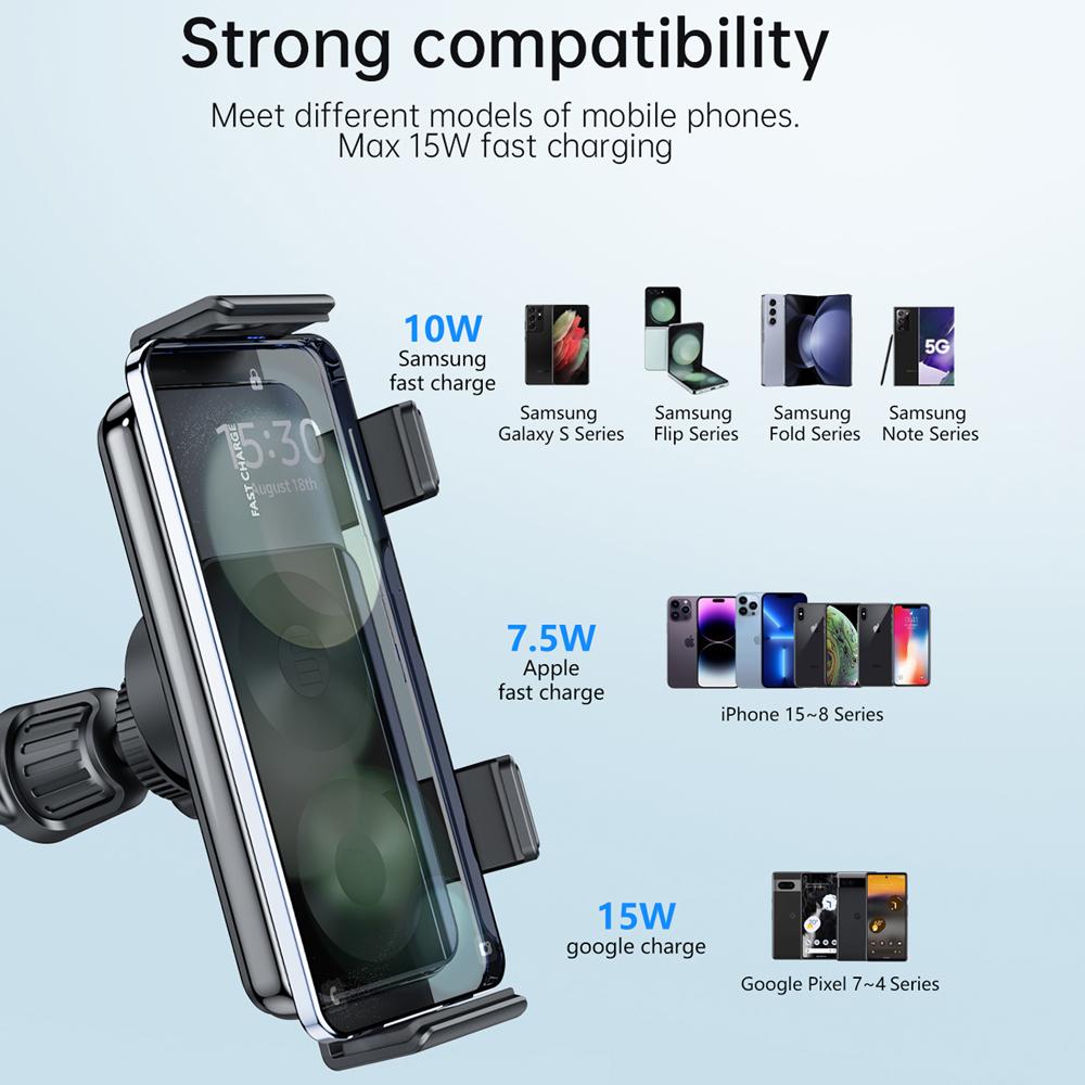 Wireless Car Charger Fast Charging Phone Car Mount Car Phone Holder for Samsung Galaxy Z Fold 5/4/3/2/S24 iPhone 15 Pro Google