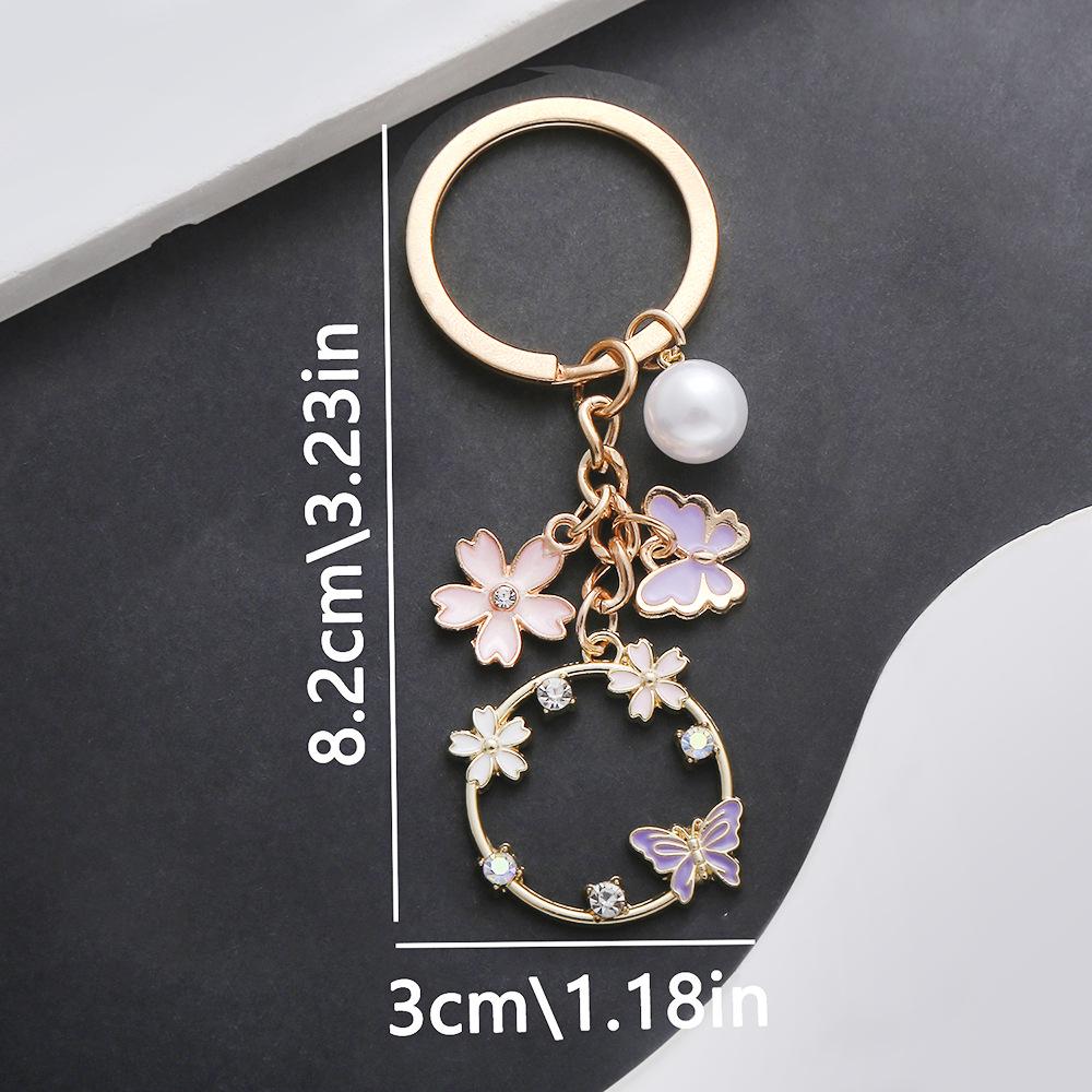Sweet Purple Butterfly & Flower Pearl Keychain Ornament