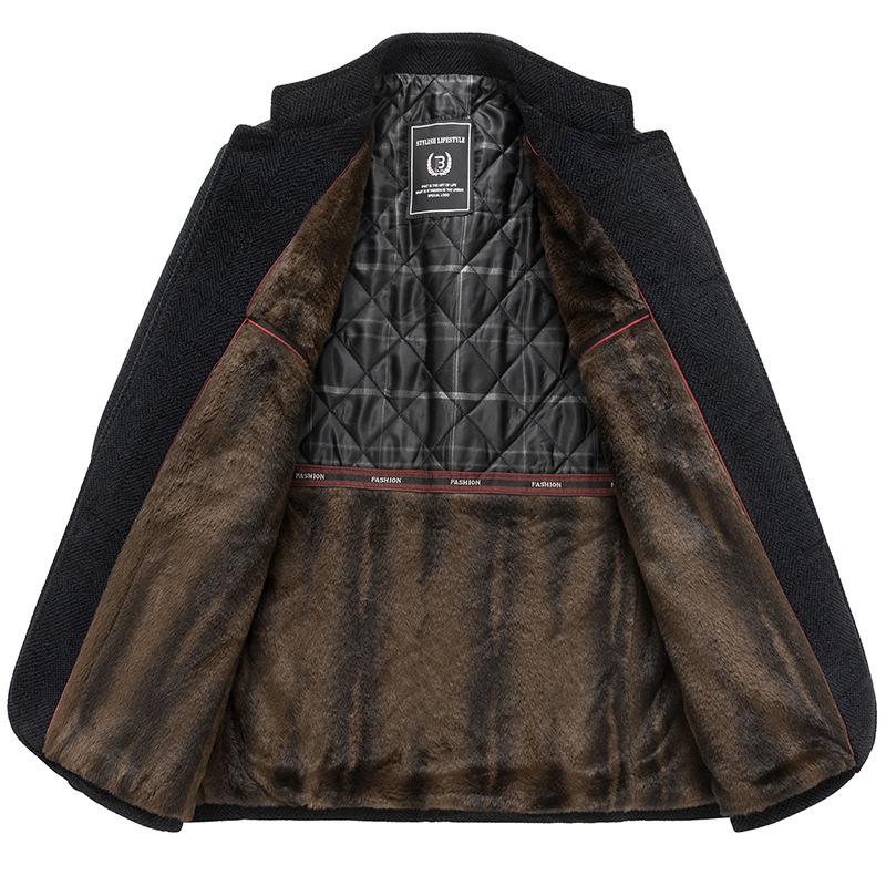 Stehkragen Herren Mittelalterlich und Älter Fleece Verdickte Jacke Papas Winter Baumwollgepolsterte Jacke