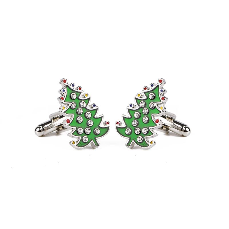 Buy Christmas Cufflinks Green Color Xmas Tree Design Men Cufflinks at