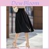 Minimalist Black Pile Polyester A Line Midi Skirt With Splicing For Casual And Office Wear
