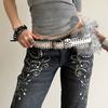 Western Style Y2K Waistband Rivet Plush Belt Simple Leather Fur Belt  Daily