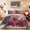 3-teiliges Rotes Weihnachten Hochlandkuh Geschenk Druck Kernloses Bettwäscheset Weiches Wohnheim Schlafzimmer Mehrere Größen Maschinenwaschbar