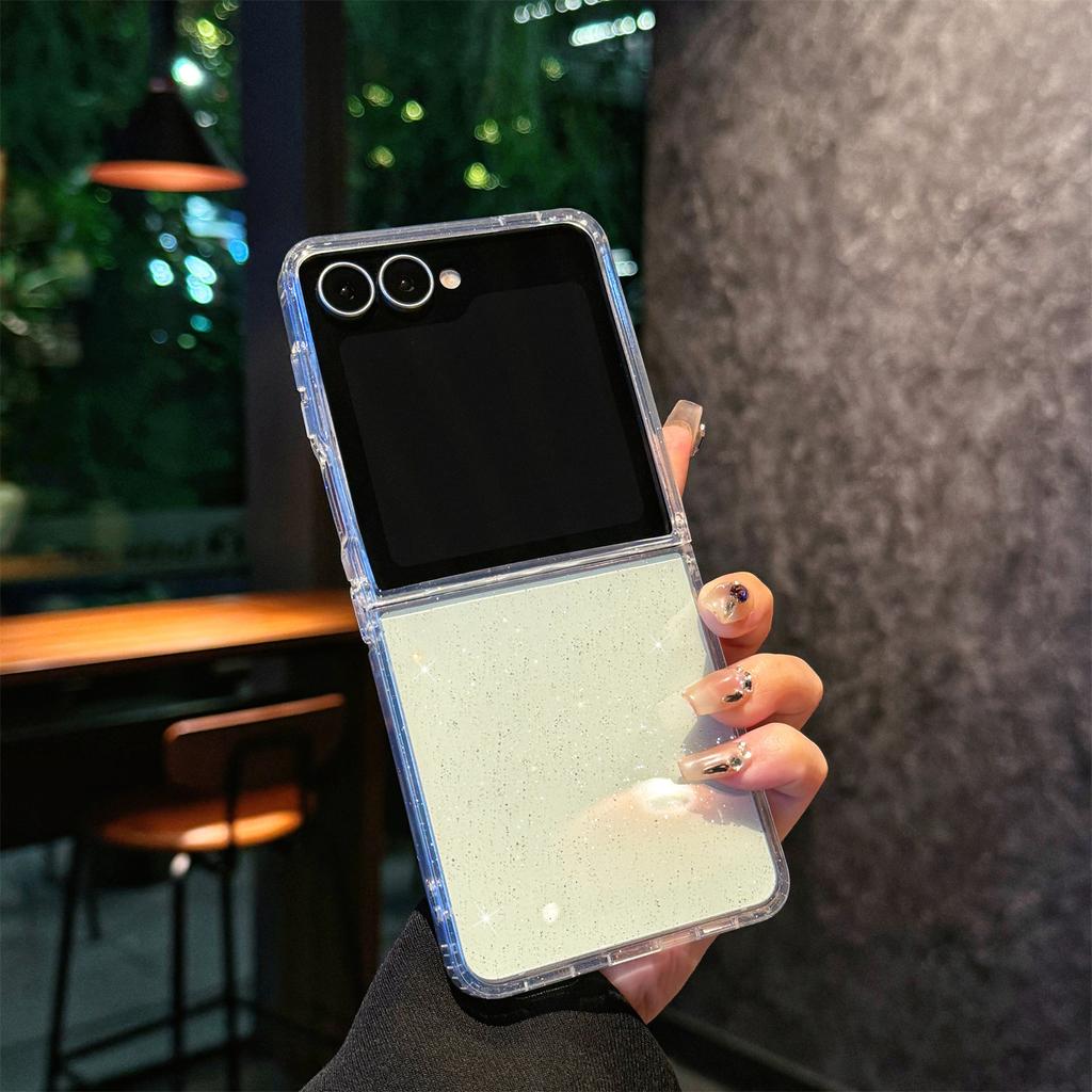 Suitable for Samsung Z Flip7 Folding Screen Mobile Phone Case Flip6 Transparent Flash Powder Magnetic Starry Sky FLIP5 Protection Case
