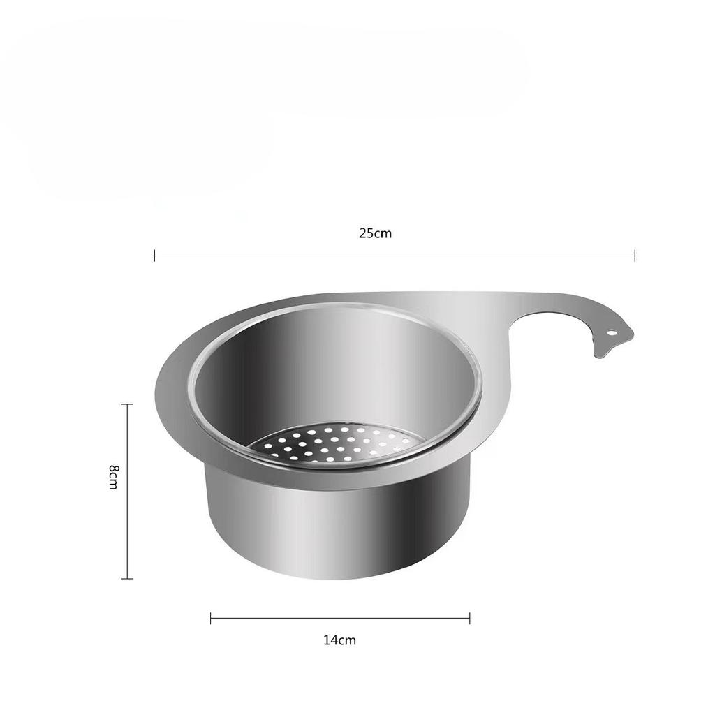 Swan Water Draining Basket - Stainless Steel, Wall-mounted, Suitable for Kitchen Sink Dry and Wet Separation Filter Basket Without Holes To Be Drilled